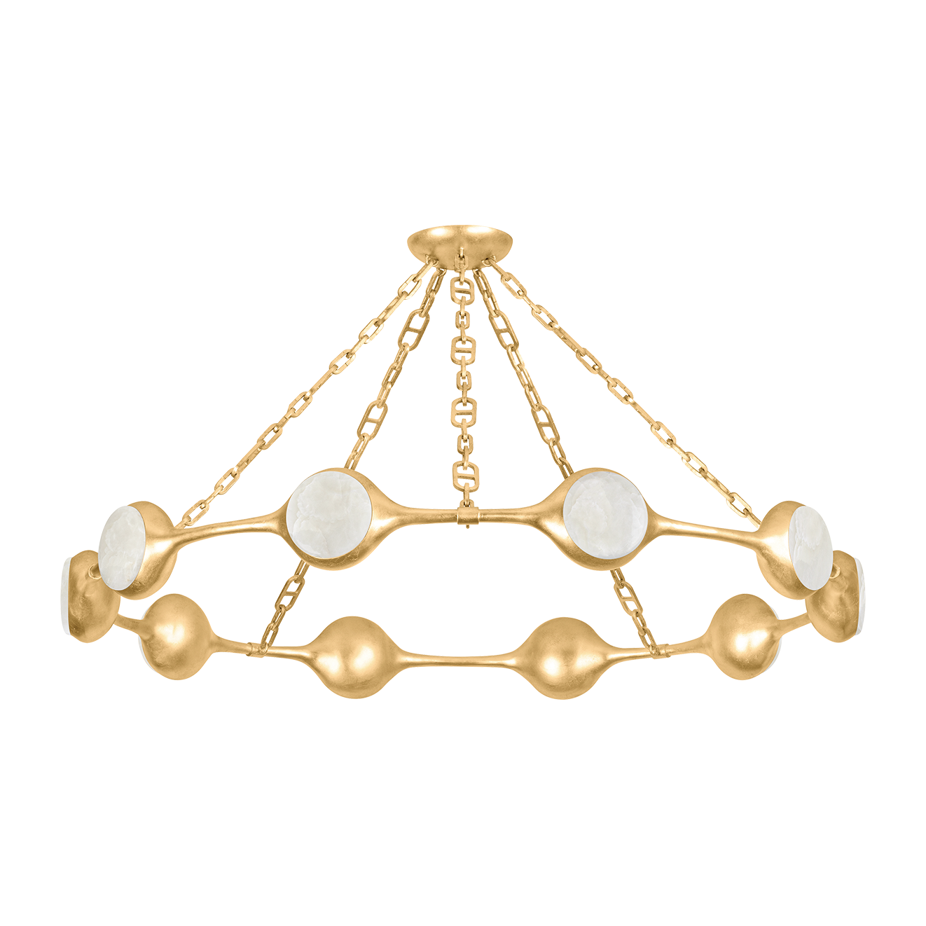 10-Light Gold Leaf Onyx Disc Chandelier / Default Title