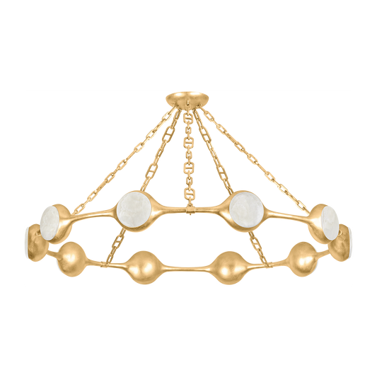 10-Light Gold Leaf Onyx Disc Chandelier / Default Title
