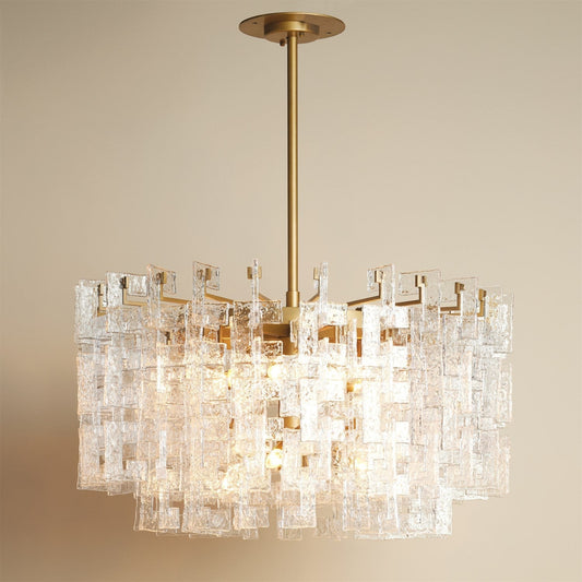 12-Light 265-Piece Glass Brass Chandelier / Default Title