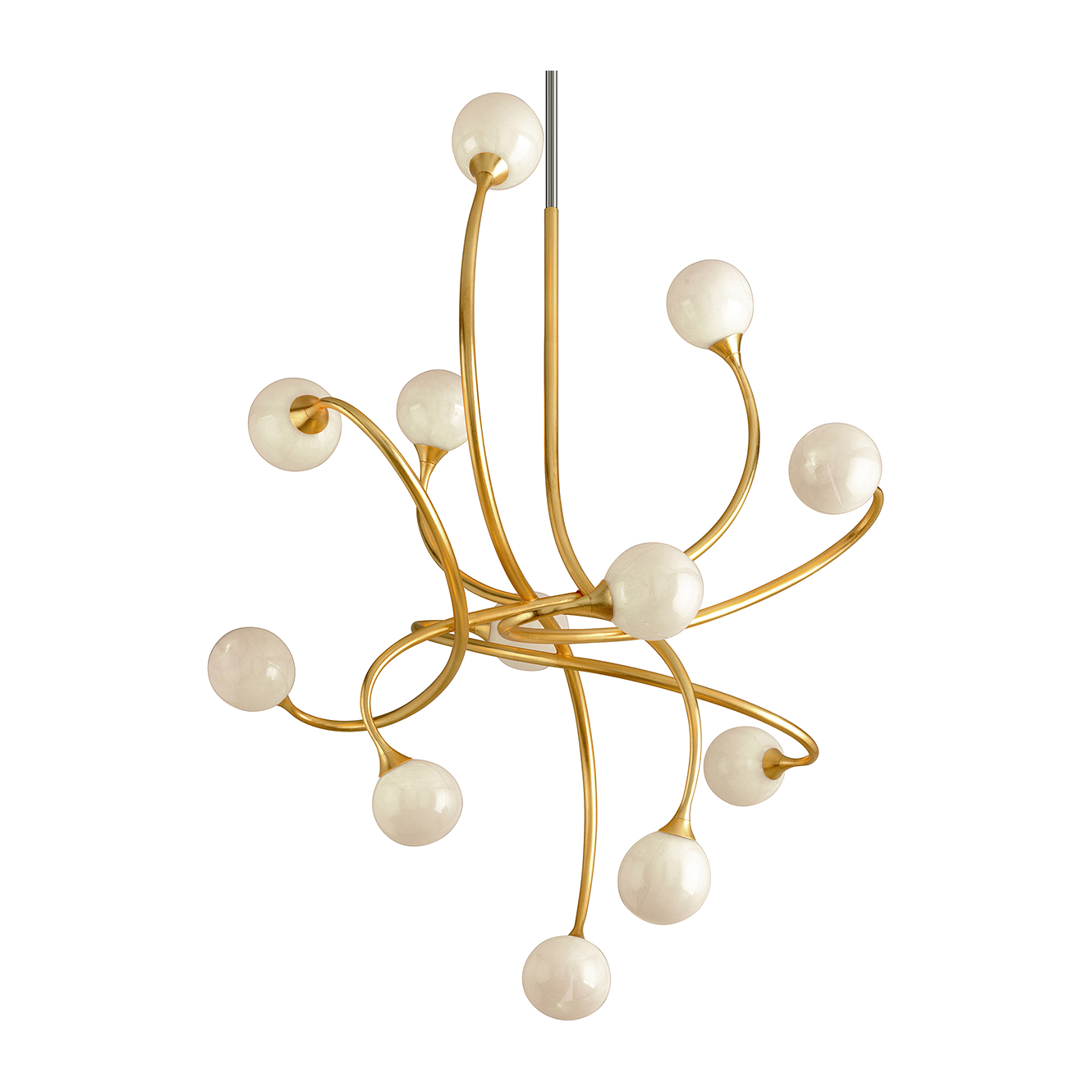 12-Light Gold Leaf Pearl Shade Chandelier / Default Title