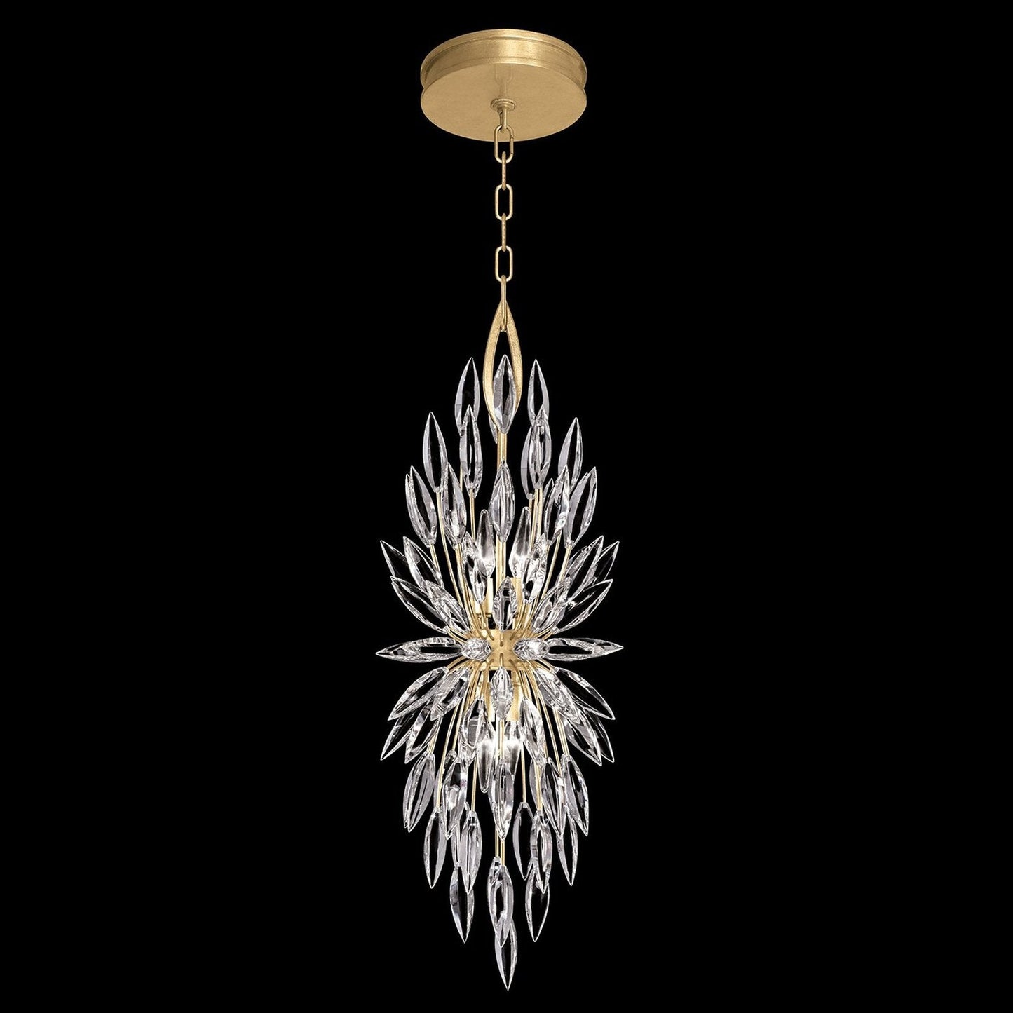 13-Inch Crystal Lily Bud Pendant Light / Gold