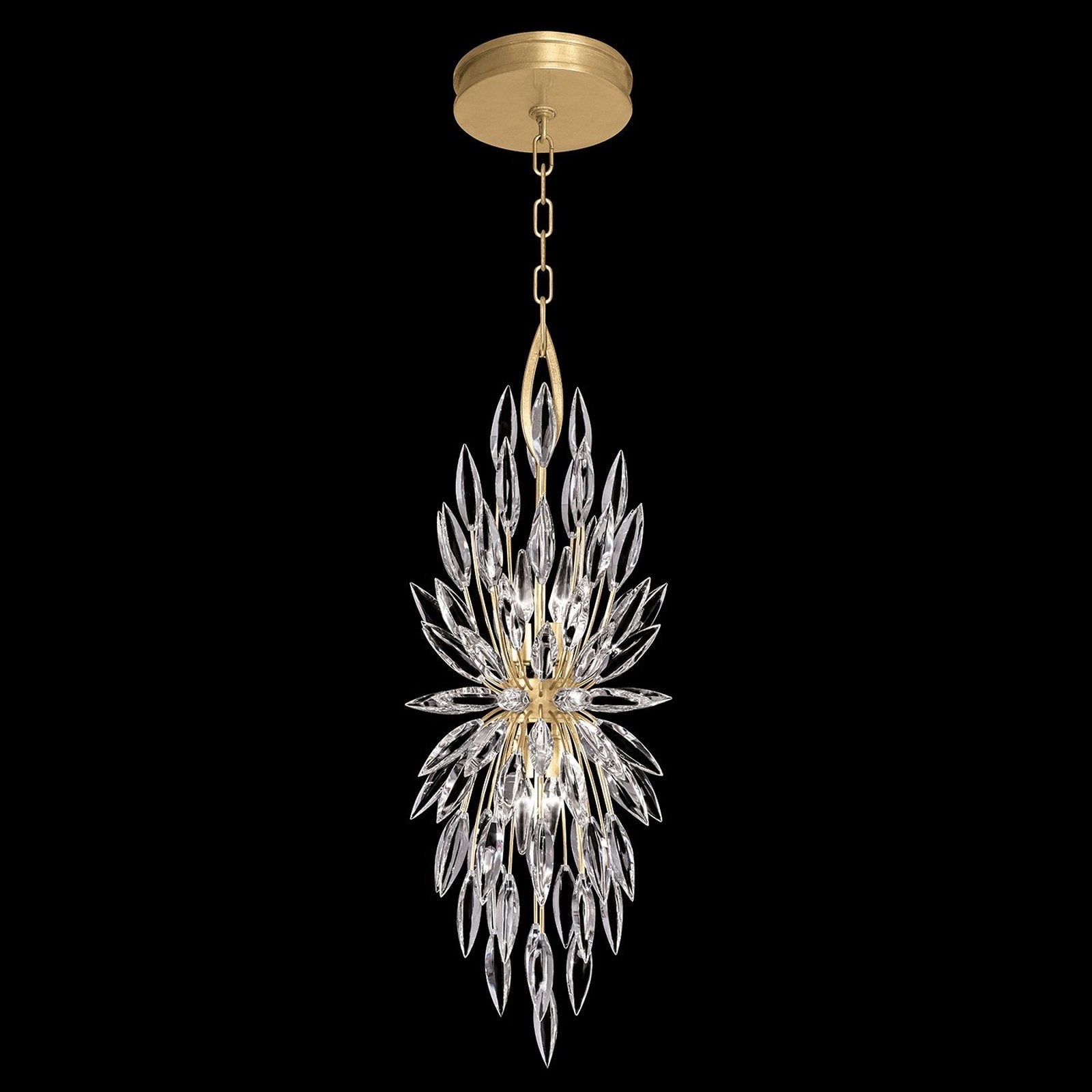 13-Inch Crystal Lily Bud Pendant Light / Gold