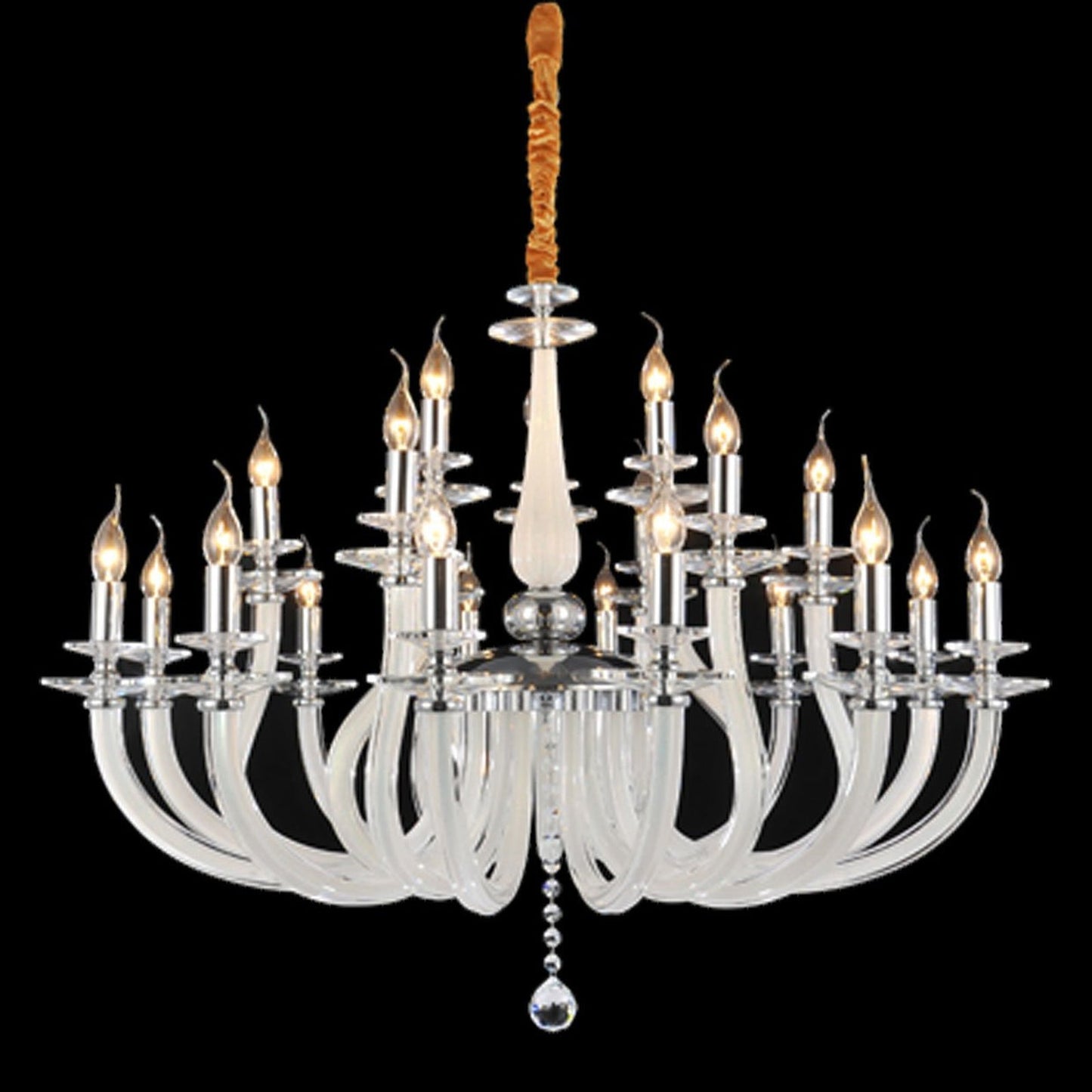 21-Light Opalescent Glass Chrome Chandelier / Default Title