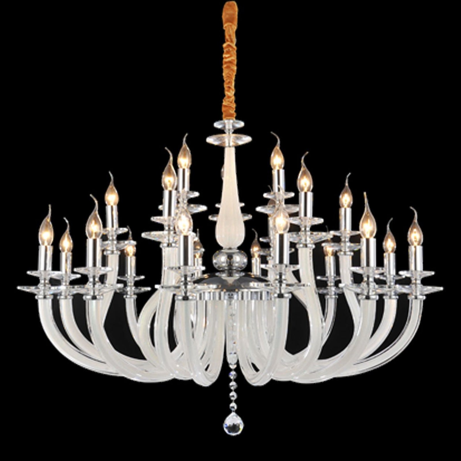 21-Light Opalescent Glass Chrome Chandelier / Default Title