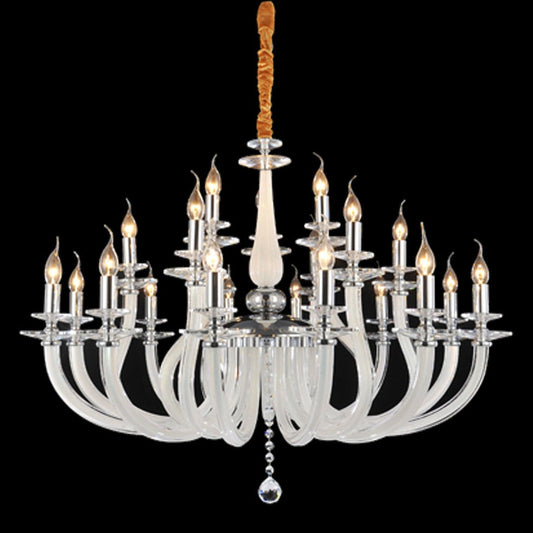 21-Light Opalescent Glass Chrome Chandelier / Default Title