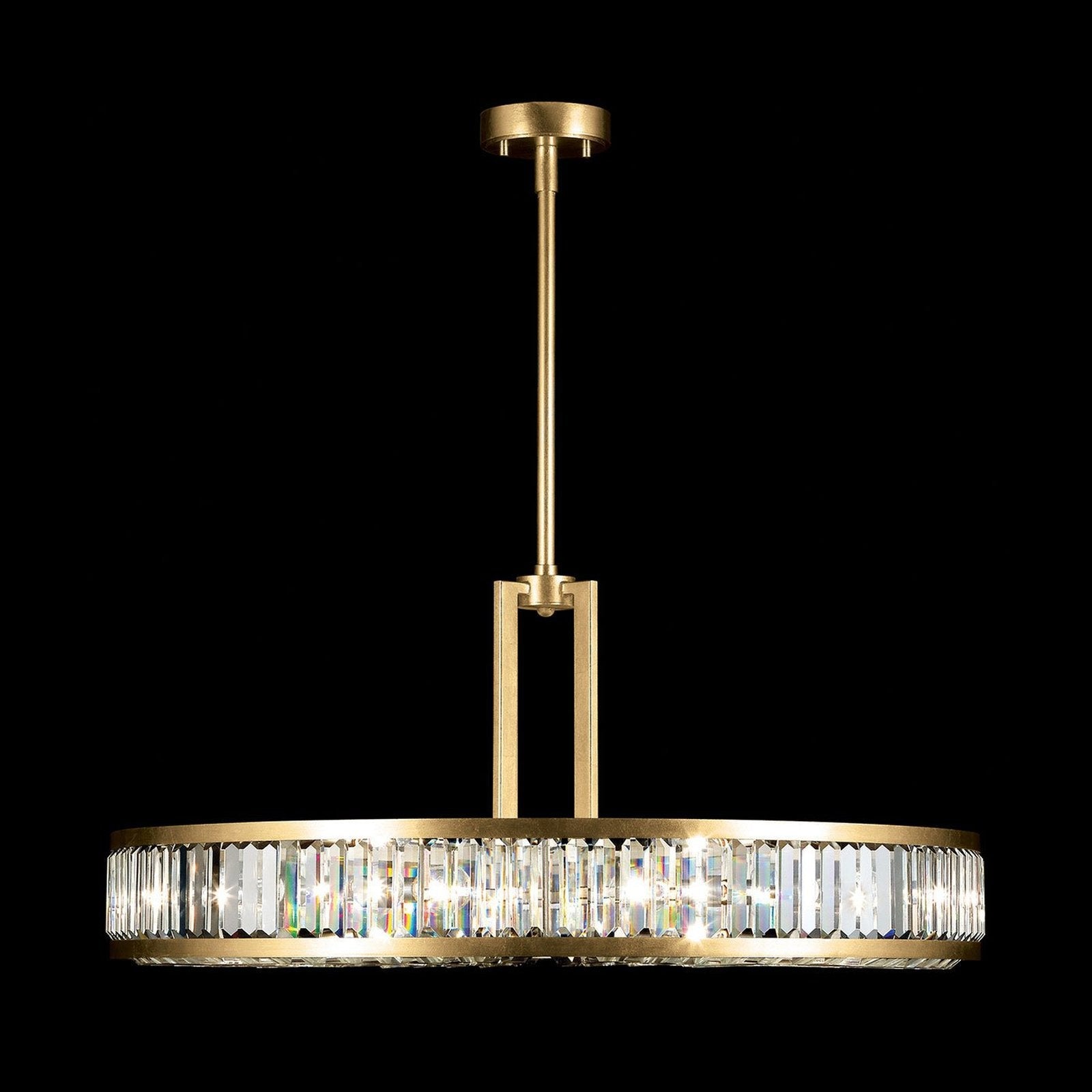 37-Inch Crystal Panel Round Pendant Light / Gold
