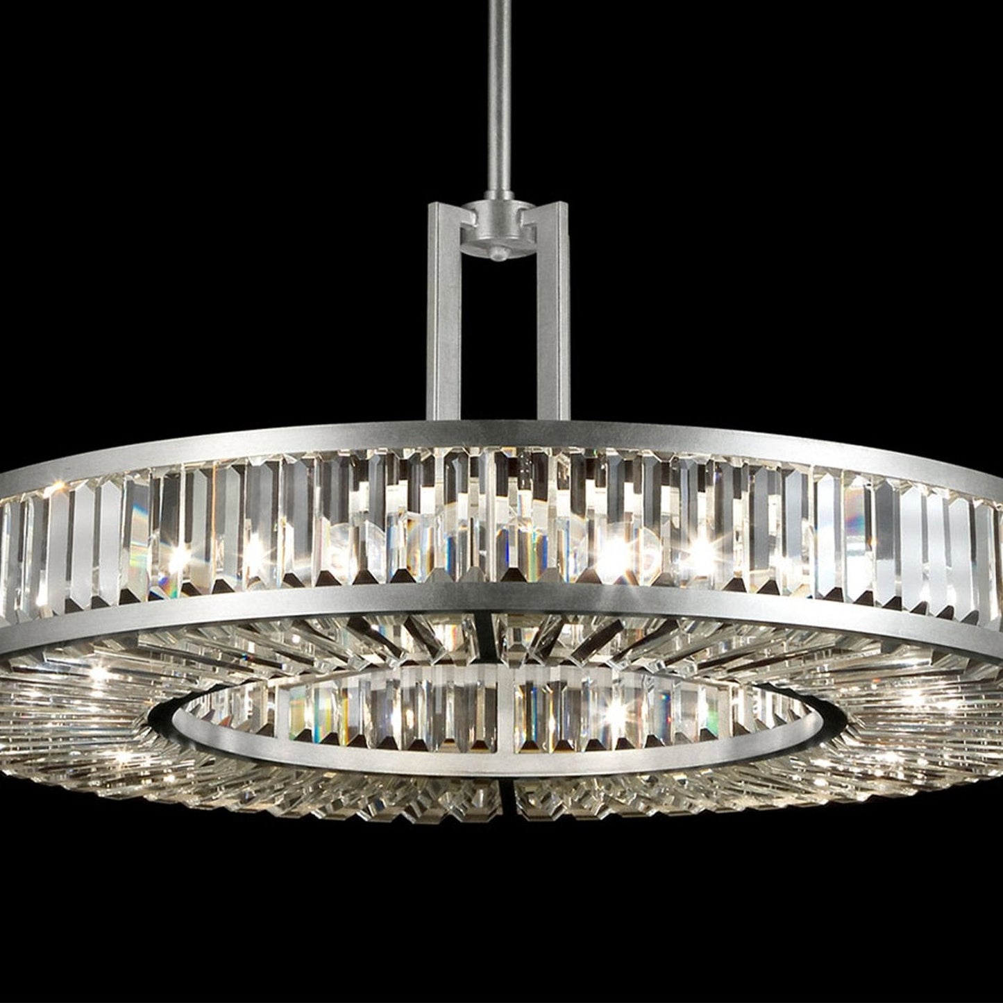 37-Inch Crystal Panel Round Pendant Light