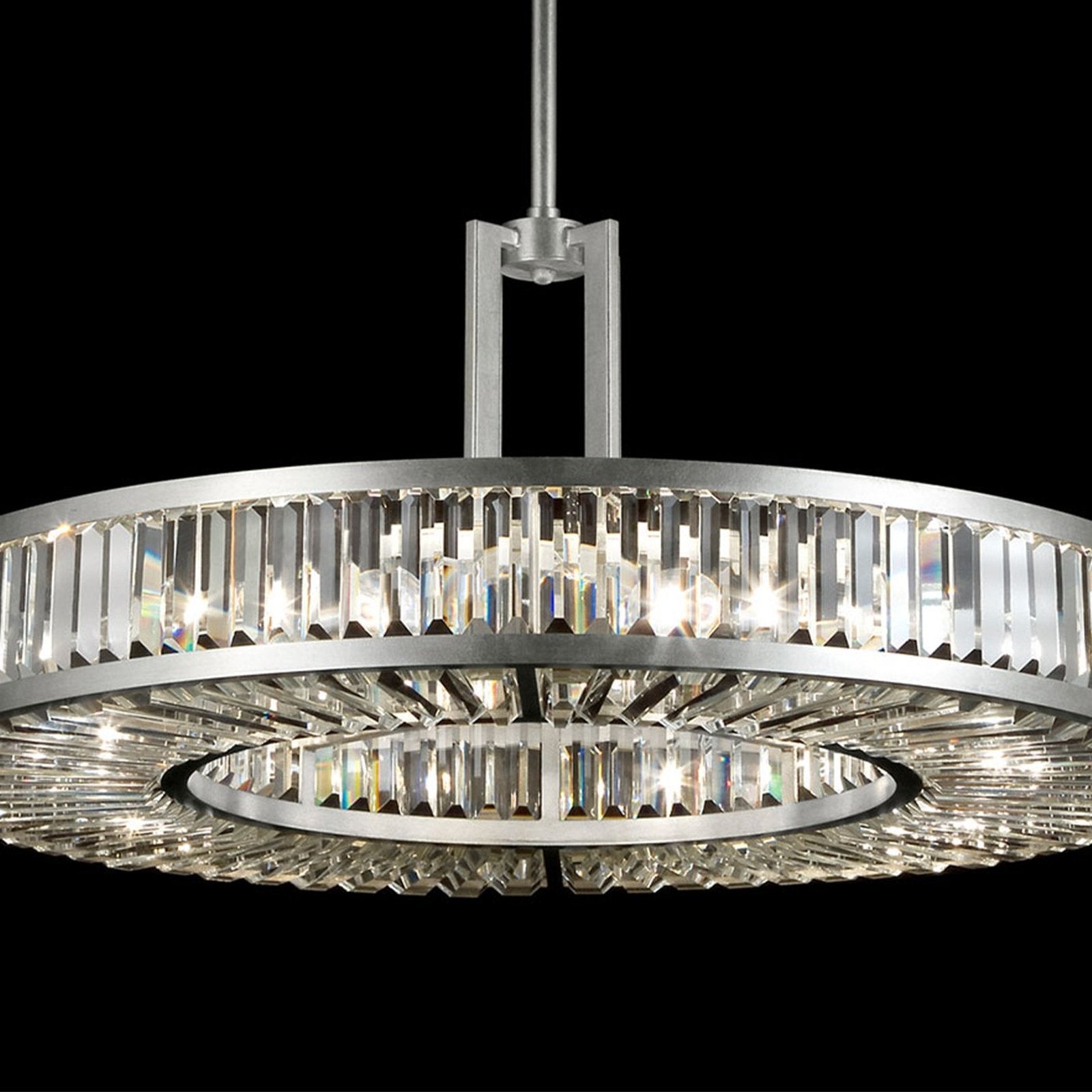 37-Inch Crystal Panel Round Pendant Light