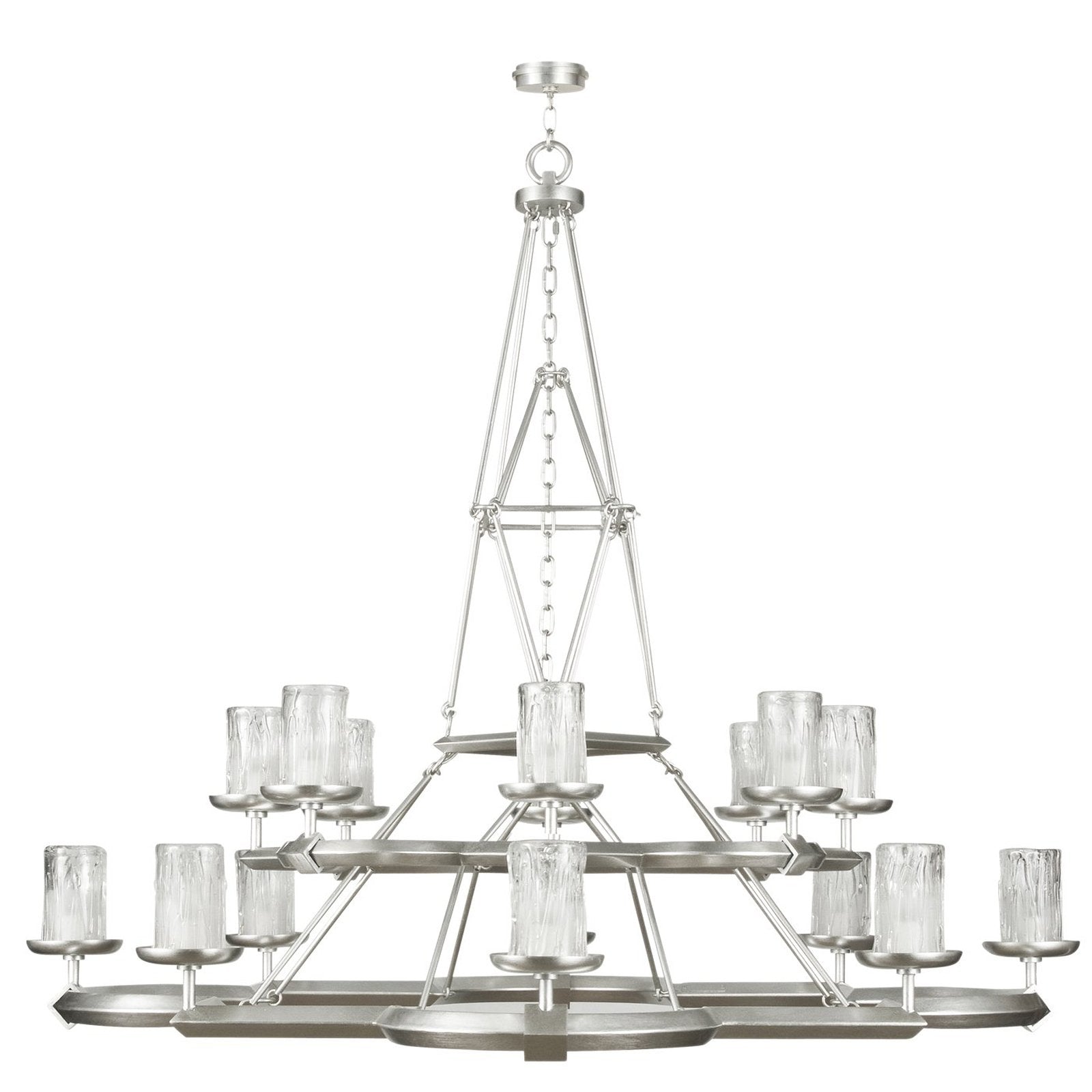 58-Inch Handcrafted Metal Round Chandelier / Silver
