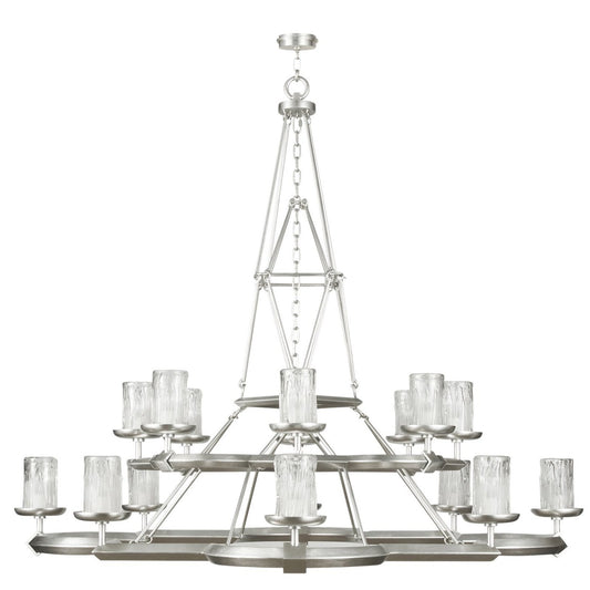 58-Inch Handcrafted Metal Round Chandelier / Silver
