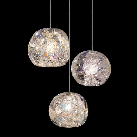 9-Inch Dichroic Crystal Round Pendant Light / Silver