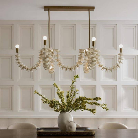 Coconut Shell Linear Brass Chandelier