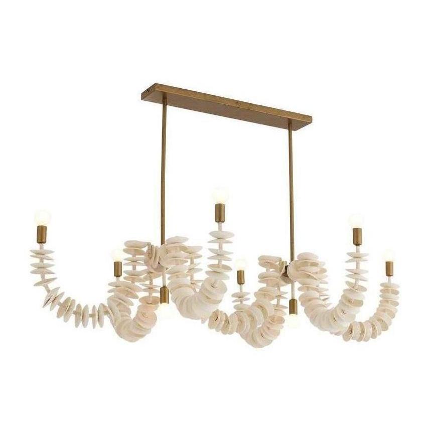 Coconut Shell Linear Brass Chandelier