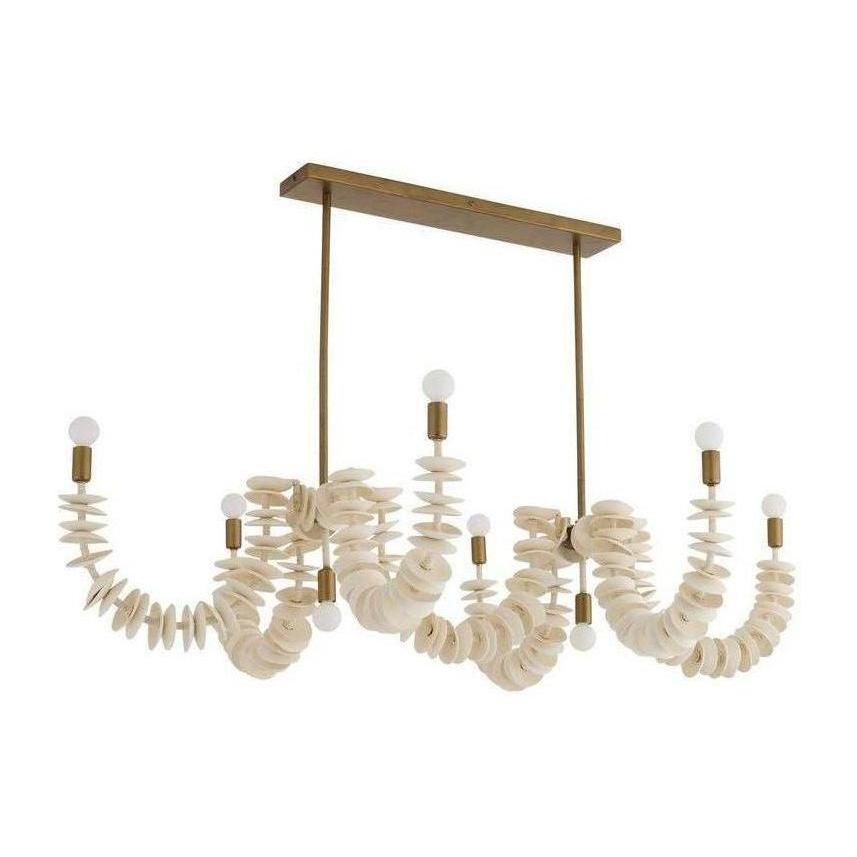 Coconut Shell Linear Brass Chandelier