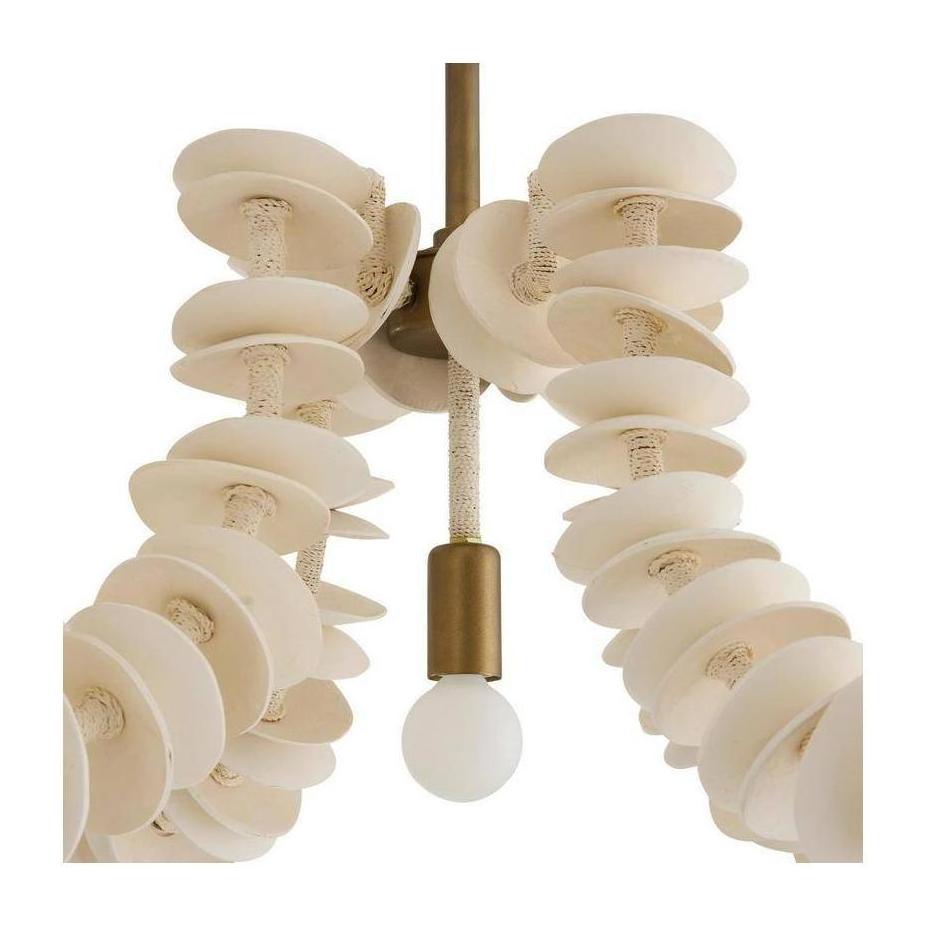 Coconut Shell Linear Brass Chandelier
