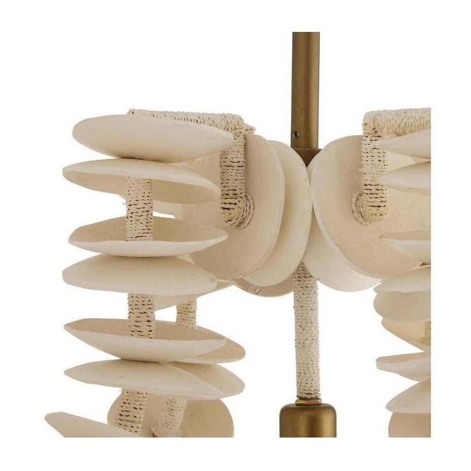Coconut Shell Linear Brass Chandelier