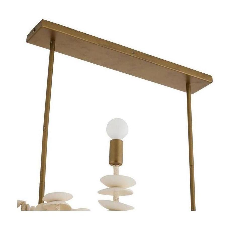 Coconut Shell Linear Brass Chandelier