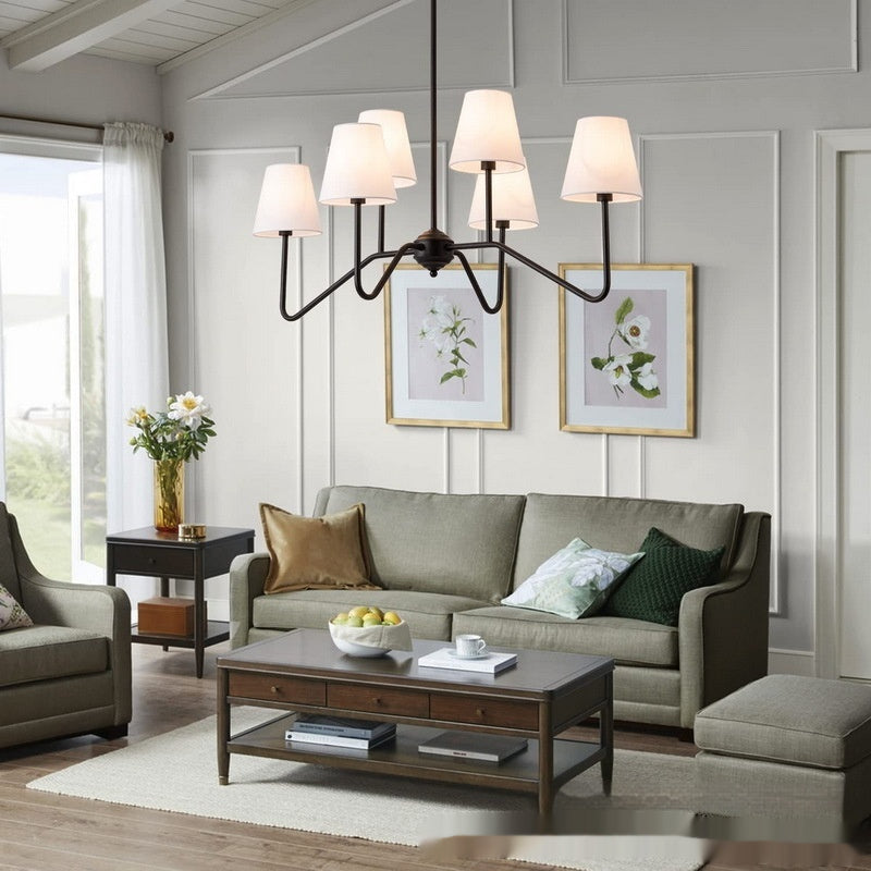 Industrial 4- or 5-Light Chandelier / Black 5 Heads