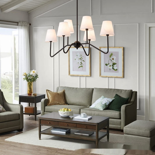 Industrial 4- or 5-Light Chandelier / Black 5 Heads