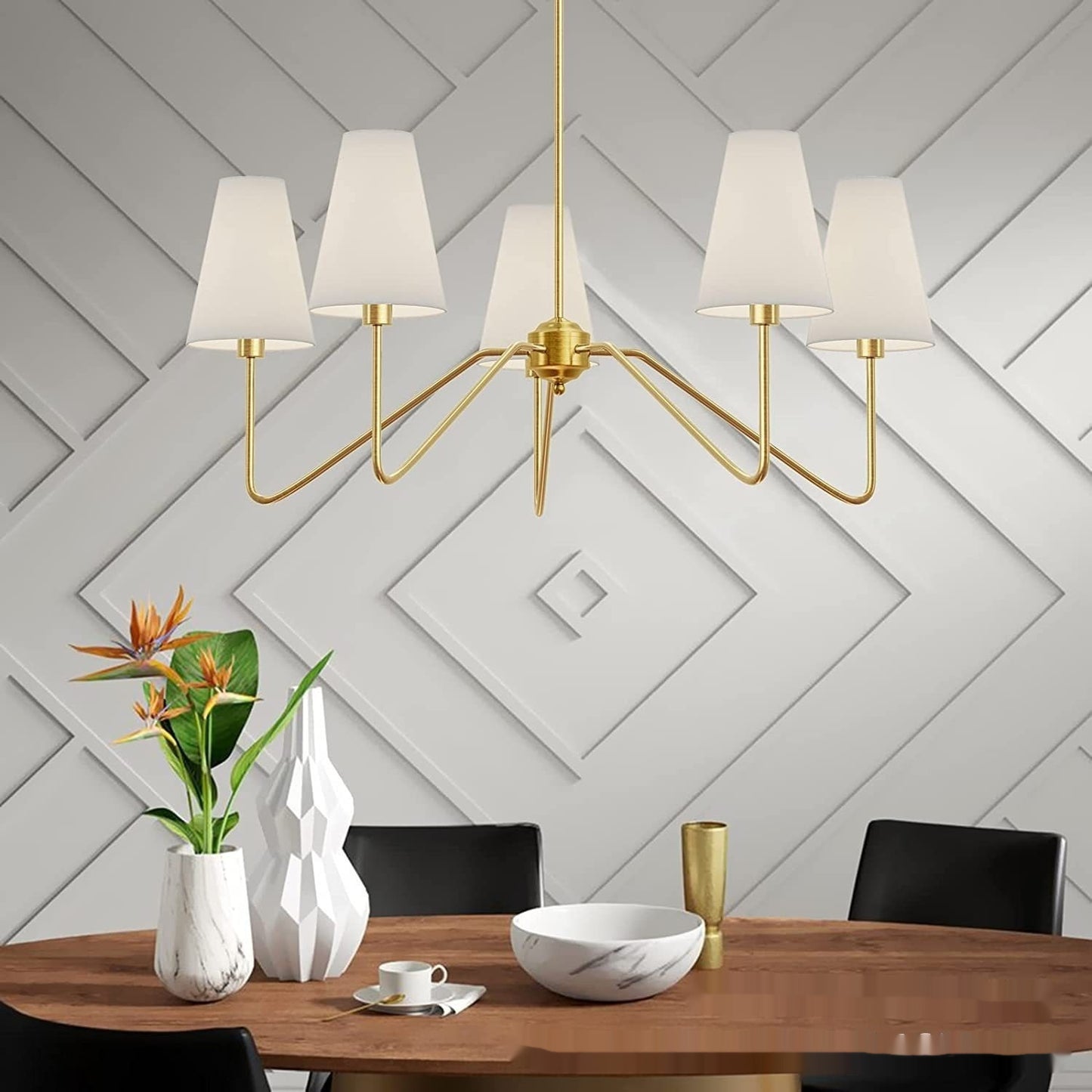 Industrial 4- or 5-Light Chandelier / Black 4 Heads